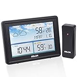 ZAERM Farb Wetterstation mit Außensensor, Innen und Außen Digitale Hygrometer Th