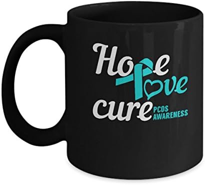 Hope Love Cure - PCOS Awareness Mug - 11oz Ceramic Black Mug