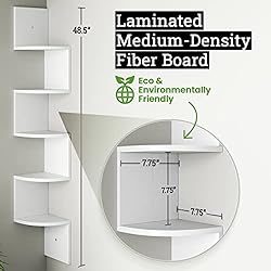 Greenco Corner Shelf, 5 Tier Floating Shelves for