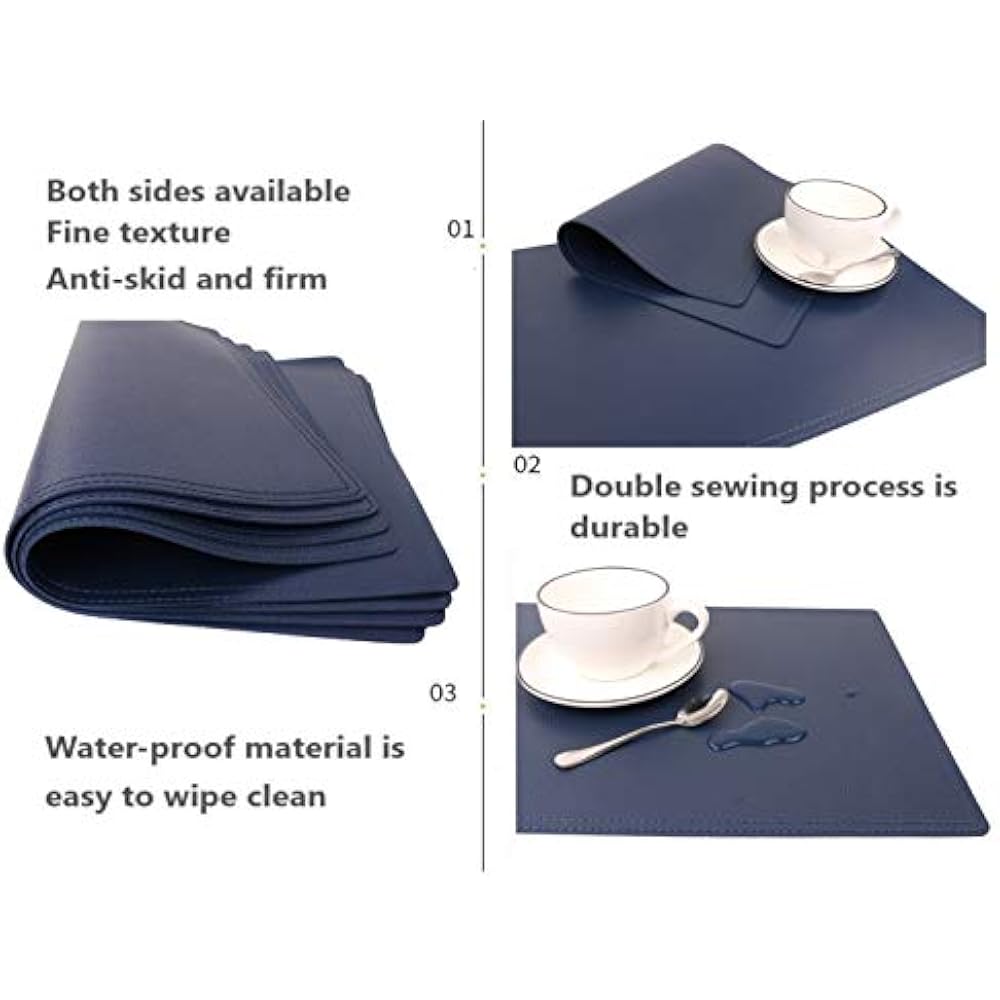 Faux Place Mats Leather Placemats, PU Table Mats, Set Of 4, Waterproof