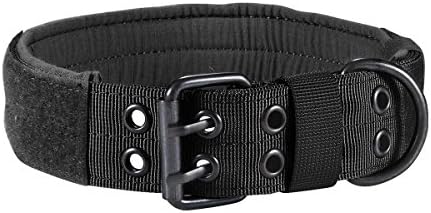 Feliscanis Adjustable 1.5" Width Military Training Heavy Duty Nylon Tactical Dog Collar with Control Handle Metal Buckle Black L