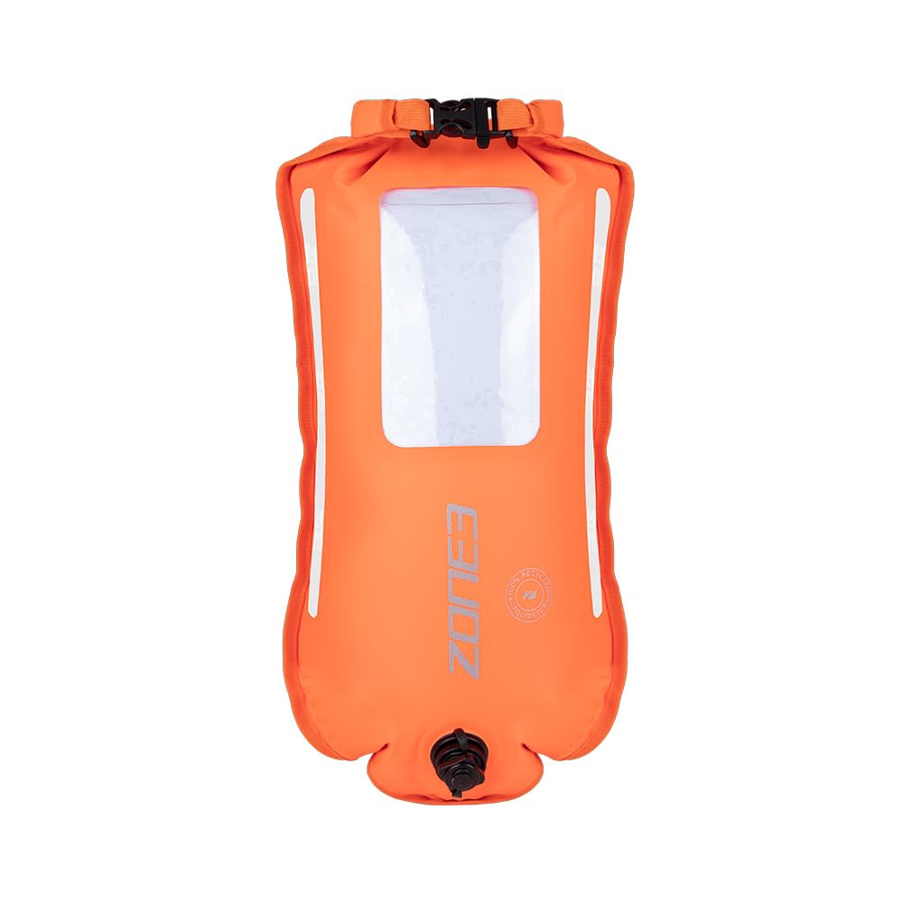 ZONE3 Recycled 2 LED Light 28L Dry Bag Buoy with Waterproof Phone Pouch for Open Water Swimming