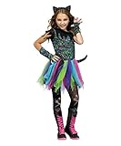 Wild Cat Rainbow Animal Child Halloween Costume, Black / Blue / Pink, Medium