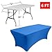 Reliancer 2 Pack 4\6\8FT Rectangular Spandex Table Cover Four-Way Tight Fitted Stretch Tablecloth Table Cloth for Outdoor Party DJ Tradeshows Banquet Vendors Weddings Celebrations(2PC 6FT, Blue)