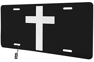 Beabes Cross Front License Plate,White Cross on The Black Background Christian Gifts Decorative License Plates for Car,Aluminum Novelty Auto Car Tag Vanity Plates Gift for Men Women 6x12 Inch