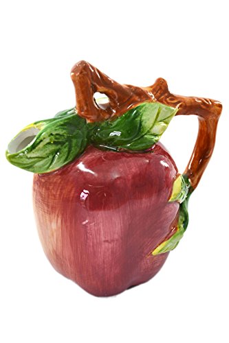 Handpainted Large Red Apple Decor Ceramic Sugar Jar and Creamer Milk Set