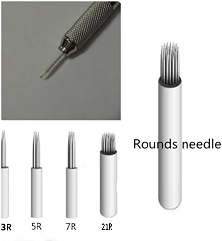 CHENGYIDA 100PCS Mixed Size R3/R5/R7/R21 Pin Tattoo Needles for manual pen Semi permanent makeup manual fog pen needle microblading eyebrow pen needles