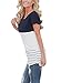 Shirts for Women Summer Short Sleeve Tunic Tops Striped Lace T Shirts Blouses