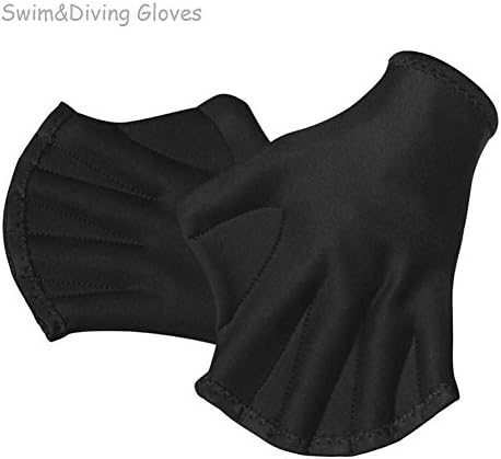 Eizur Aquatic Gloves, Swimming 2mm Neoprene Rubber Webbed Glove Water Resistance Fitness Toning Aqua Aerobics One Size Black
