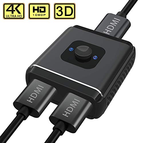HDMI Switch HDMI Splitter, Wenter Aluminum HDMI Switcher Bidirectional 2 in 1 Out or 1 in 2 Out Manual HDMI Switcher Supports HD 4K 3D for HD TV/Blu-Ray Player/Fire Stick/Xbox / PS3 / PS4 - Thumbnail 7