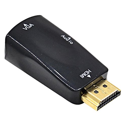 HDMI to VGA Adapter,Tuscom@ HDMI to VGA Converter HDMI2VGA Connector Adapter + Audio Cable For PC Computer Laptop Desktop Tablet to HDTV Display Projector (Black)