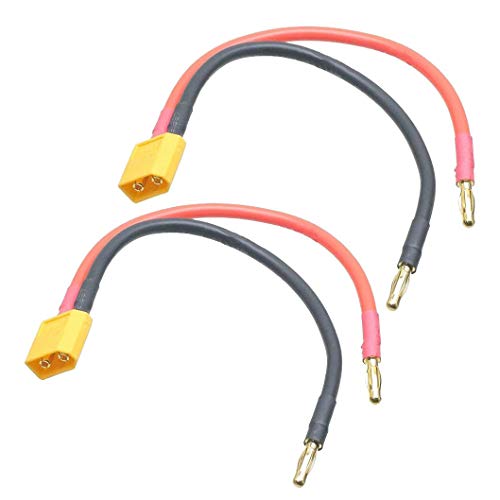 JFtech XT60 Male to 4.0mm Banana Bullet Plug Connector Charge Cable 150mm 14AWG Wire for RC XT60 Connector Li-po Battery Charge (pack of 2)