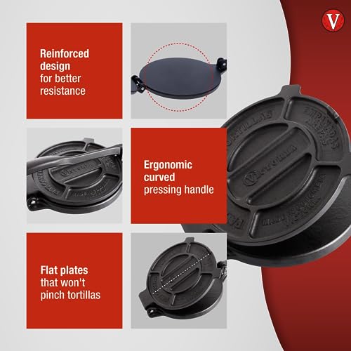 Victoria Cast Iron Tortilla Press, Tortilla and Roti Maker, Made in Colombia, 8 Inches