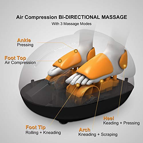 Shiatsu Foot & Leg Massager Machine Tespo Electric Deep Kneading Massage with Heat, Foot & Leg Air Compression, Relieve Foot Pain from Plantar Fasciitis, Improve Blood Circulation