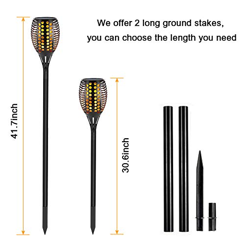 Balight Solar Torch Lights,Dancing Flame Lighting 96 LED Flickering Tiki Torches Waterproof Wireless Outdoor Light for Patio Garden Path Yard Wedding Party(4 Packs) (A)