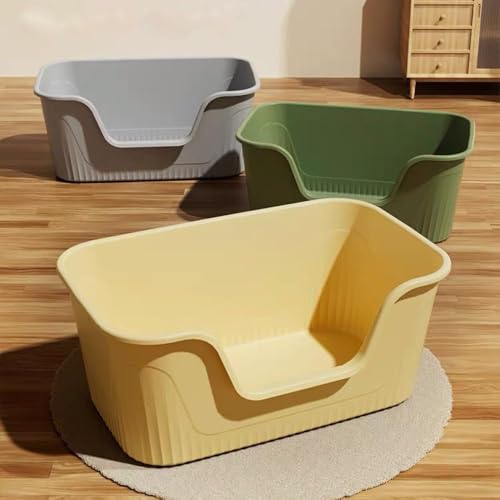 SLEEPHEAD®Extra Cat Large Litter Box with High Sides,Anti-Splashing Litter Box,Tool-Free Assembly,Multi Cat Litter Box,Jumbo Litter Box for Easier Cleaning & Superior Hygiene. （64 * 45 * 33cm）(Grey)