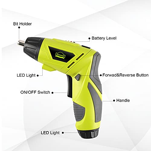 Akkuschrauber 6 Nm, Dewinner Akkuschrauber 1300 mAh 3,6 V mit 45 Zubehörteilen, Ladeadapter mit USB-Kabel und… – Bild 3