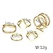 POYDORA Vintage Gold Bohemian Stack Rings V Rhinestone Joint Rings Knuckle Nail Ring Set for Women Girls (5 PCS)