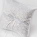 LaRibbons Wedding Lace Ring Pillow - Bridal Wedding Ceramony Pocket Ring Pillow Cushion Bearer with Ribbons - 8 inch x 8 inch