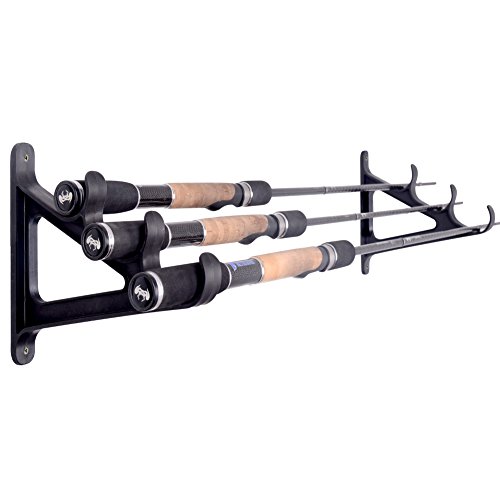 Horizontal Rod Rack for Fishing Rod Wall Rack Storage- Ultra Sturdy holds at least 3 rods- Space Saving for Fishing Rods，Hiking Poles, Ski Poles, Hockey Sticks and Cue - Thumbnail 7