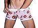 QinMi Lover Sexy Black Men's Lips Pattern See-Through Underwear Boxer Briefs