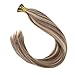 Sunny Pre Bonded I Tip Hair Extensions-Light Brown Highlighted Blonde Remy Silky Straight Cold Fusion Hair Extensions Human Hair, 50g/pack 14inch 1g/s