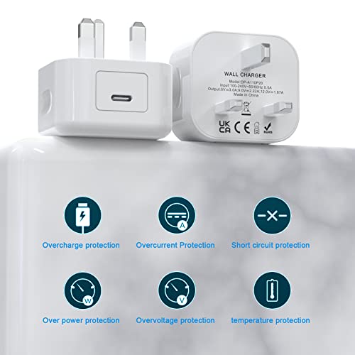 [MFi Certified] 2Pack 20W PD USB C Wall Charger Adapter for iPhone Fast Charger Plug with 2Pack 6FT USB C Lightning Cable Fast Charging Lead for iPhone 14 13 12 11 Max/Pro Mini and More-White