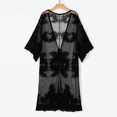 image for Funic Women Lace Bohemian Beachwear Oversized Long Kimono Cardigan Coa
