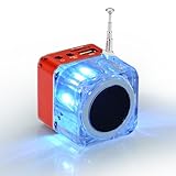 TOMTOP LSoled Mini Digital Portable Music MP3/4 Player Micro SD/TF USB Disk Speaker FM Radio (Red)