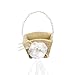 Tinksky Flower Gril Basket Vintage Pearl Ribbon Flower Decorated Burlap for Wedding Ceremony Party
