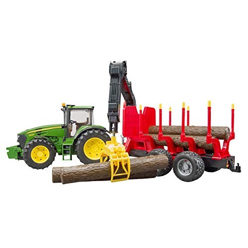 bruder 03054 - John Deere 7930 mit Rückeanhänger & 4 Baumstämmen - 1:16 Bauernhof Landwirtschaft Forstwirtschaft Waldarbeit Traktor Trecker Schlepper Bulldog Holztransporter Spielzeug Fahrzeug – Bild 5