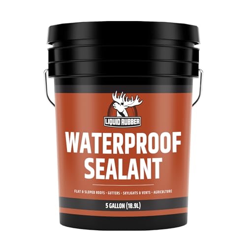 Liquid Rubber Waterproof Sealant – DIY Leak Repair Coating for Flat, Metal & Low Slope Roofs, Foundations, Gutters & More – Flexible Protective Membrane - Black - 5 Gallon