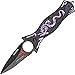 TAC Force TF-707PE Assisted Opening Folding Knife, Black Half-Serrated Blade, Purple Dragon Handle, 4-1/2-Inch Closed
