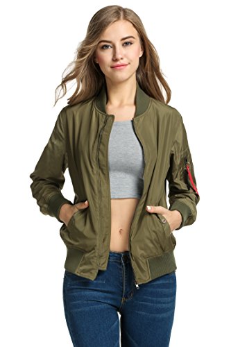 Zeagoo Womens Classic Solid Biker Jacket Zip Up Short Bomber Jacket Coat Zeagoo Womens Classic Solid Biker Jacket Zip Up Short Bomber Jacket Coat