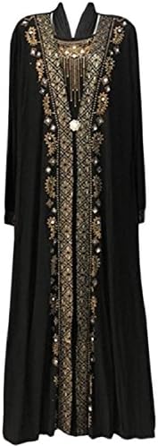 Women Maxi Dress Rhinestones Middle East Dubai Arab Muslim Abaya 1 S