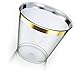 Love You Too Much 100 Poshware Gold Rim Plastic Wine Glasses – 9 oz Party Cups – Fancy Disposable Cocktail Glasses – Elegant Clear/Golden Trimmed – for Your Wedding, Bridal Shower, Cocktail Party.