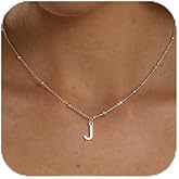 KISSCLOUD Initial Necklaces for Women 14K Gold Silver Dainty Letter Charm Necklace Personalized Name Pendant Bead Chain Necklace Non Tarnish Trendy Jewelry Gift