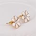 Scheppend 18k White Gold Plated Black Flower White Flower Gold and Rose-gold Earring Stud