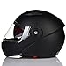 ILM 8 Colors Motorcycle Modular Flip up Dual Visor Helmet DOT (L, Matte Black)