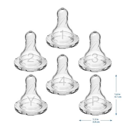 DR. BROWN’S NATURAL FLOW LEVEL 2 NARROW BABY BOTTLE SILICONE NIPPLE, MEDIUM FLOW, 3M+, 100% SILICONE BOTTLE NIPPLE, 6 COUNT