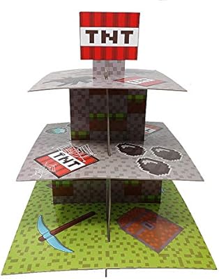 Mining Fun Tnt Cupcake Stand Pick Kit Pixel Decorations