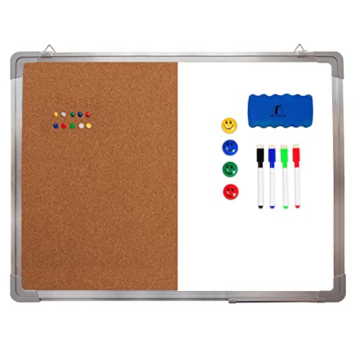 Combination Whiteboard Bulletin Board Set 24 x 18" Dry Erase/Cork