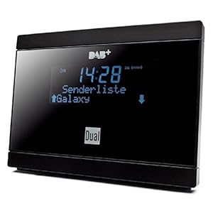 Dual DAB 2 A digitale radio-adapter met afstandsbediening (LCD-display, DAB(+)/FM-tuner, alarmfunctie), zwart