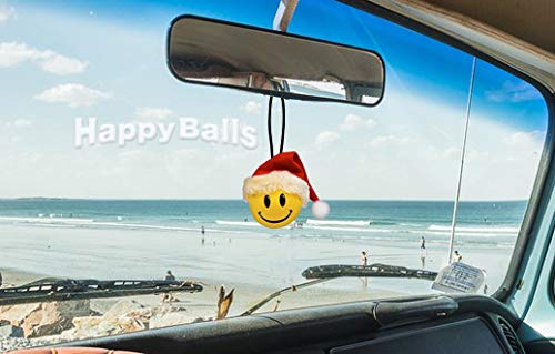 HappyBalls Happy Santa w Hat Car Antenna Topper/Antenna Ball/Mirror Dangler/Desktop Spring Stand