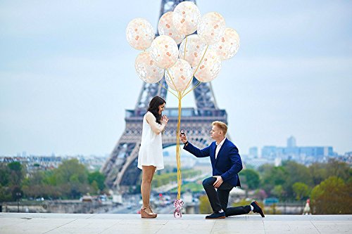 Rose Gold 18 inch Confetti Balloon Set|10 Packs Elegant, Colorful Latex Party Balloons for Weddings, Birthdays, Showers, Party Decorations, Valentine’s Day, Proposal.