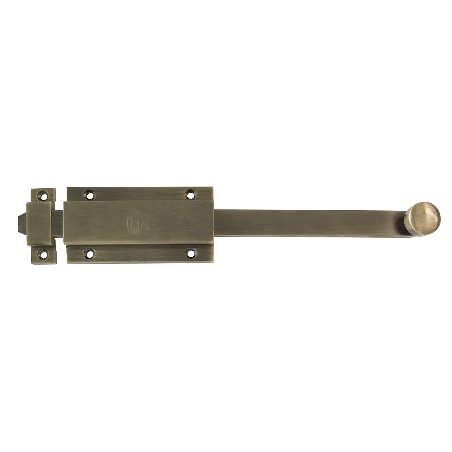 Amig - Overlap Pin for Doors Mod.3700 | Security Latch for Horizontal or Vertical | Brass with Leather Finish | Measurements: 300 x 48 | Includes Screws