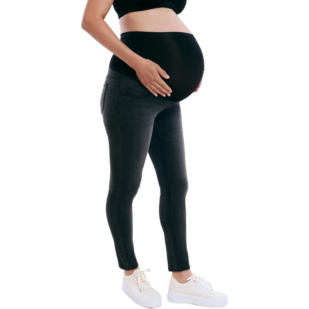 Photo 1 of Motherhood Maternity Women's Secret Fit Over The Belly Skinny Ankle Pregnancy Jeans, Black Stone Wash