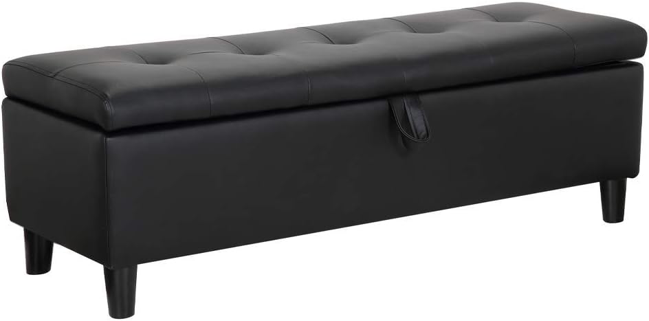 Bequeme Fußstützen-Aufbewahrungsbank aus Pu-Leder-Fußschemel-Bank mit