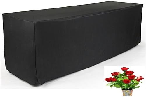 OWS 8' Feet 8 Foot Fitted Rectangle Polyester Table Cloth Tresale Table Cover Trade Show Booth DJ - 8 ft Black -1 Pc