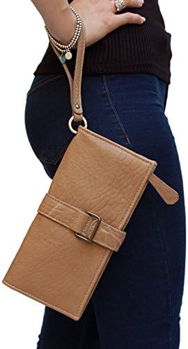 Clutch bag wallet woman leather color beige Ganza by Amazon